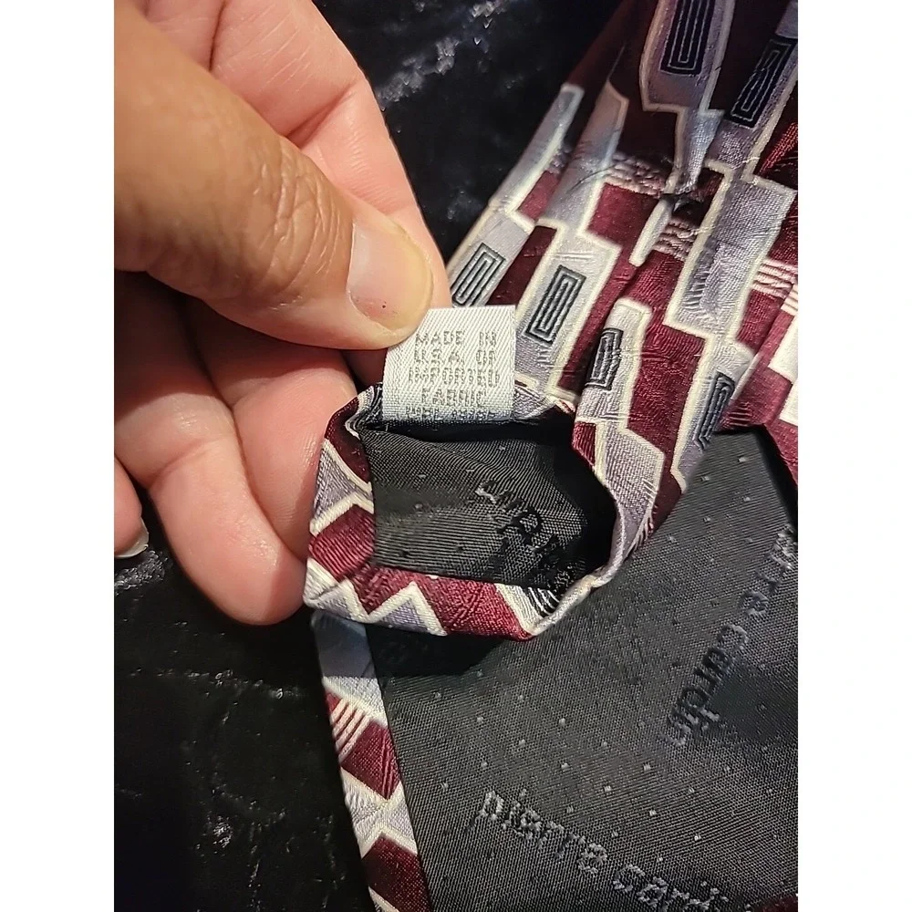 Vintage Pierre Cardin Mens Neck Tie Gray Brown Red Professional Suit